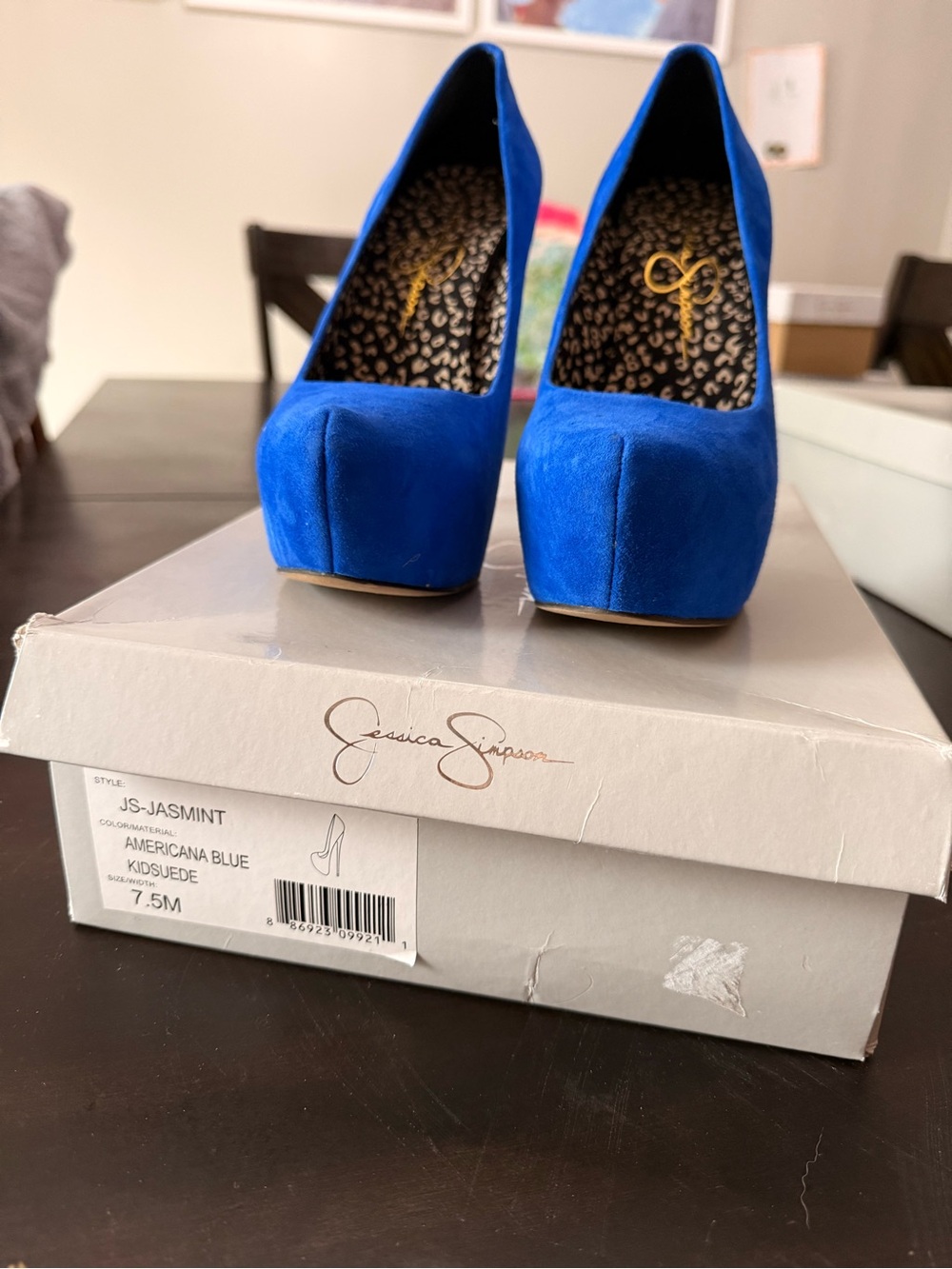 Jessica Simpson Bold Blue Suede Platform Pumps